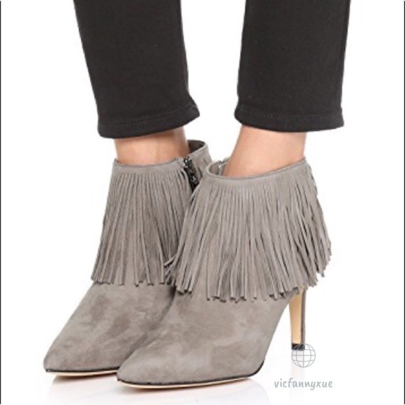 New Sam Edelman gray Kandice fringe suede booties 7 - Picture 2 of 8